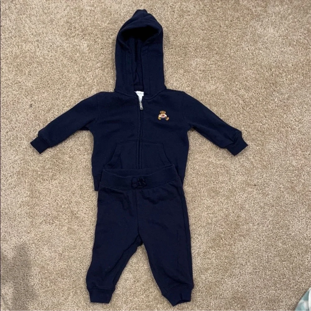 Polo Ralph Lauren Bear French Terry Hoodie & Pant Set 9 mo.
